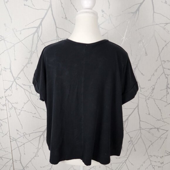 Free Label Black Tencel Organic Cotton Stretch Jersey Boxy Fit Tee - Picture 4 of 7